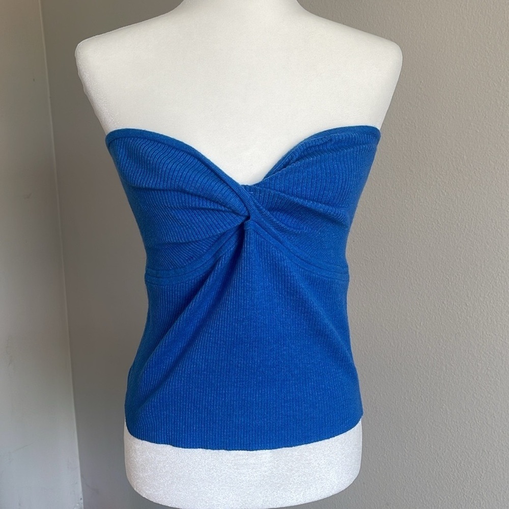 NEW Blue Strapless Twist Front Top Size L
